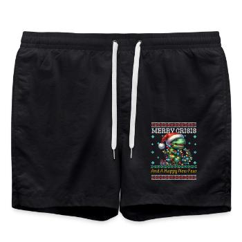 Dino Merry Crisis Ugly Christmas Weihnachten - Short de bain - noir - Devant - AI Model Male 185 light (185cm)