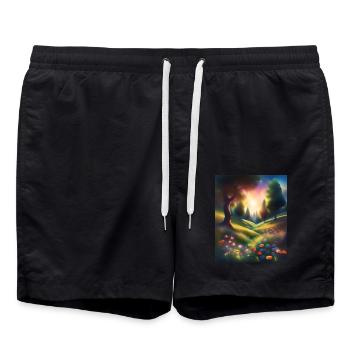 Wonderful forest graphic design - Swim Trunks - black - Front - AI Model Male 185 light (185cm)