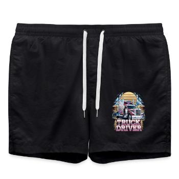 American Truckers für einen LKW Fahrer - Badeshorts - Schwarz - Vorne - AI Model Male 185 light (185cm)