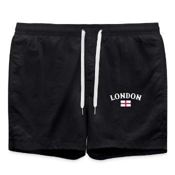 Londres Angleterre Anglais Drapeau Anglais - Short de bain - noir - Devant - AI Model Male 185 light (185cm)