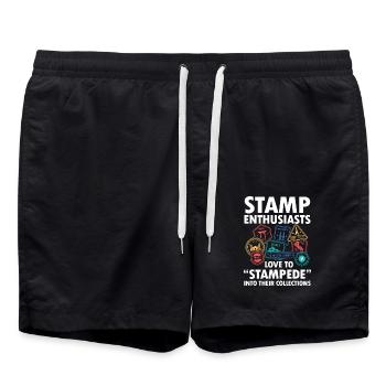 Stamp Enthusiasts Love To Stampede - Badeshorts - Schwarz - Vorne - AI Model Male 185 light (185cm)