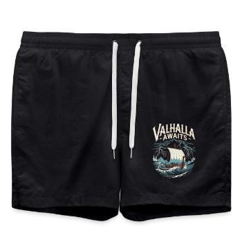 Valhalla Awaits für eine Wikinger Fan - Badeshorts - Schwarz - Vorne - AI Model Male 185 light (185cm)