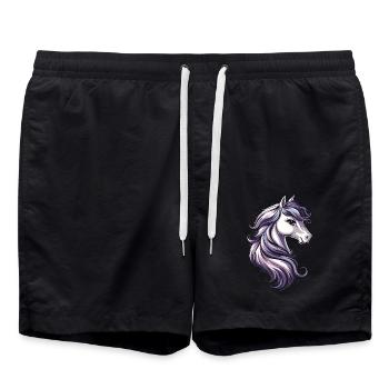 Pony Reitpony Fohlen Reiterin Ponys Reiten Ponyhof - Badeshorts - Schwarz - Vorne - AI Model Male 185 light (185cm)