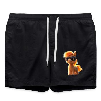 Pony Reitpony Fohlen Reiterin Ponys Reiten Ponyhof - Badeshorts - Schwarz - Vorne - AI Model Male 185 light (185cm)