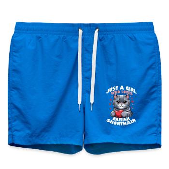 Juste une fille qui aime le chaton chat à poil court britannique - Short de bain - cobalt blue - Devant