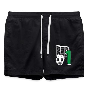 Football Anniversaire 1 an Enfants Fête d’anniversaire - Short de bain - noir - Devant - AI Model Male 185 light (185cm)