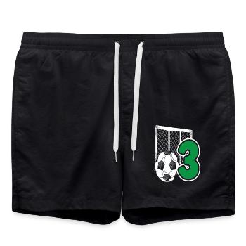 Fête d’anniversaire des enfants de football de 3 ans - Short de bain - noir - Devant - AI Model Male 185 light (185cm)