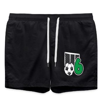 Fête d’anniversaire des enfants de football de 6 ans - Short de bain - noir - Devant - AI Model Male 185 light (185cm)