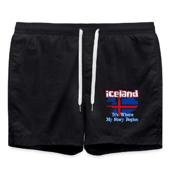 Iceland The Place Where My Story Begins - Swim Trunks - black - Front - AI Model Male 185 light (185cm)
