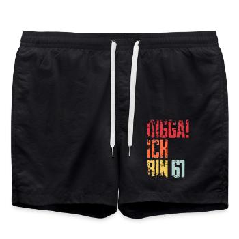 61. Geburtstag 61 Jahre Geschenk Spruch - Badeshorts - Schwarz - Vorne - AI Model Male 185 light (185cm)