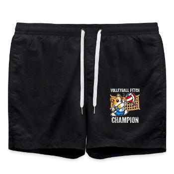 Volleyball Fetch Champion Funny Corgi Dog Humor - Swim Trunks - black - Front - AI Model Male 185 light (185cm)