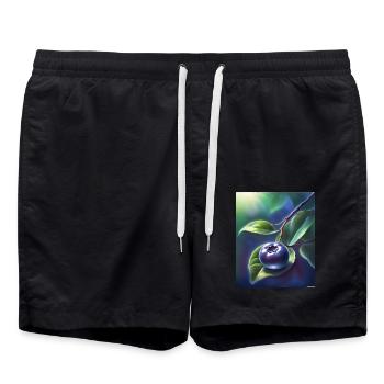 Beautiful blueberry on a leaf - Swim Trunks - black - Front - AI Model Male 185 light (185cm)