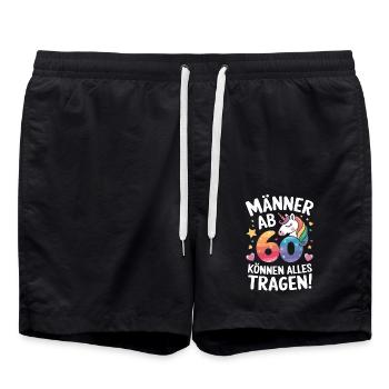 60. Geburtstag Mann 60 Jahre Deko Lustig Geschenk - Badeshorts - Schwarz - Vorne - AI Model Male 185 light (185cm)