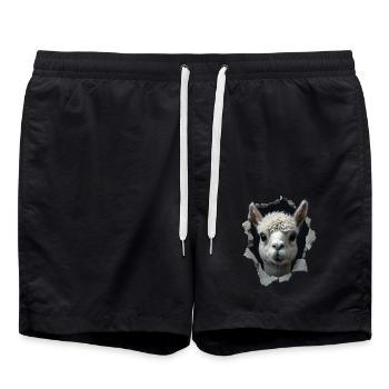 Funny Alpaca Alpaca Lover Cute Zoo Animals - Swim Trunks - black - Front - AI Model Male 185 light (185cm)