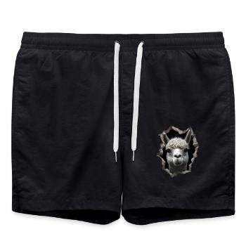 Funny Alpaca Alpaca Lover Cute Zoo Animals - Swim Trunks - black - Front - AI Model Male 185 light (185cm)