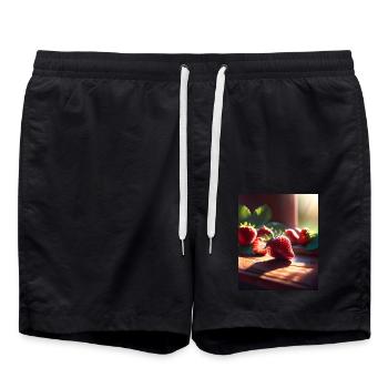 I love strawberries - Swim Trunks - black - Front - AI Model Male 185 light (185cm)