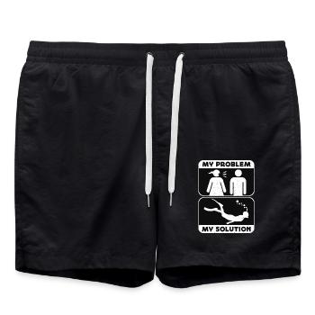 Snorkeling Mon problème Ma solution Pictogramme Papa - Short de bain - noir - Devant - AI Model Male 185 light (185cm)