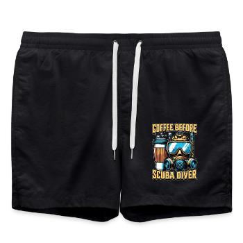 Café de plongée sous-marine avant le nageur Amateur de café - Short de bain - noir - Devant - AI Model Male 185 light (185cm)