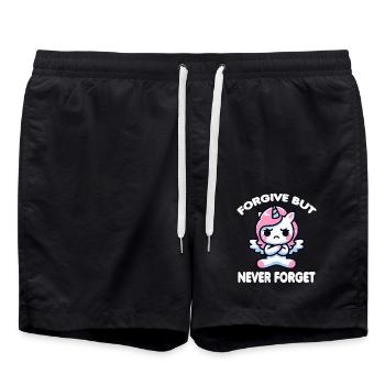 Forgive But Never Forget Cute Unicorn Funny - Swim Trunks - black - Front - AI Model Male 185 light (185cm)