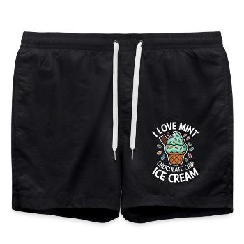 Crème glacée au chocolat et à la menthe disant cadeau de crème glacée à la menthe drôle - Short de bain - noir - Devant - AI Model Male 185 light (185cm)