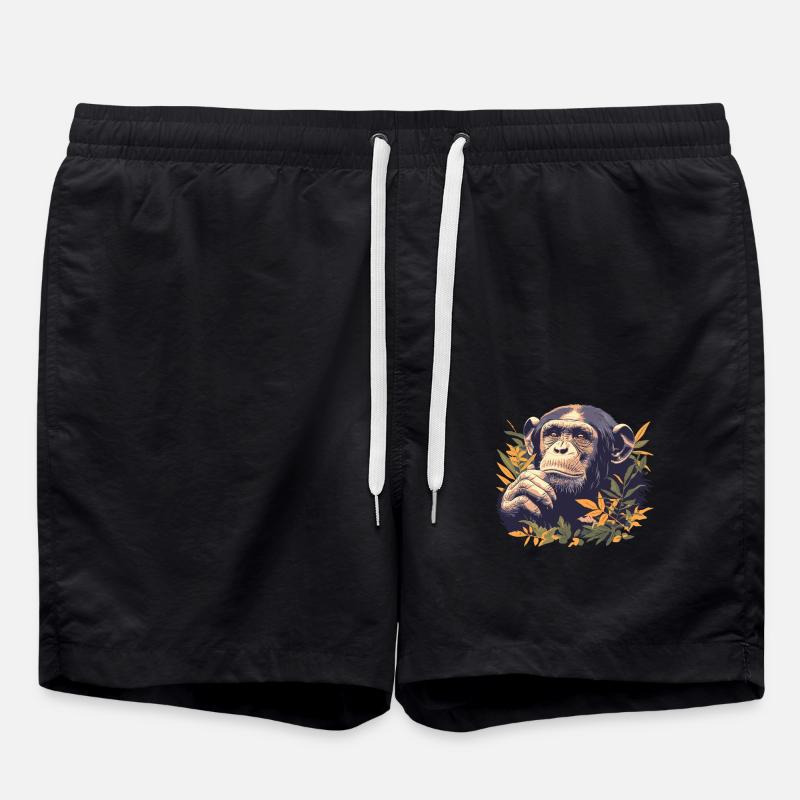 Chimpanzee Schimpansen Schimpanse - Swim Trunks - black