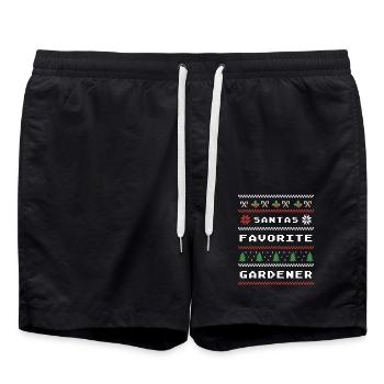Santa's Favorite Gardener Christmas Motif - Swim Trunks - black - Front - AI Model Male 185 light (185cm)