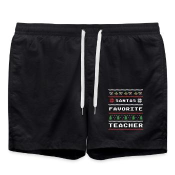 Santa's Favorite Teacher Festive Christmas - Swim Trunks - black - Front - AI Model Male 185 light (185cm)