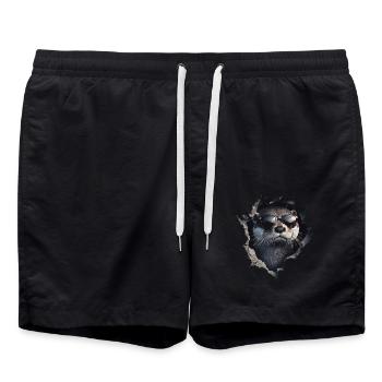Funny Otter Otter Lover Cute Otter Zoo - Swim Trunks - black - Front - AI Model Male 185 light (185cm)