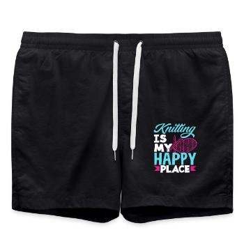 Stricken Ist Mein Glücklicher Ort - Badeshorts - Schwarz - Vorne - AI Model Male 185 light (185cm)