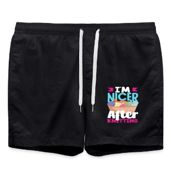 Je suis plus belle après avoir tricoté - Short de bain - noir - Devant - AI Model Male 185 light (185cm)