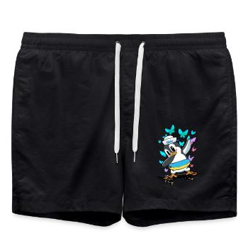 Pinguin Skater skaten Skateboard Kinder Kind - Badeshorts - Schwarz - Vorne - AI Model Male 185 light (185cm)