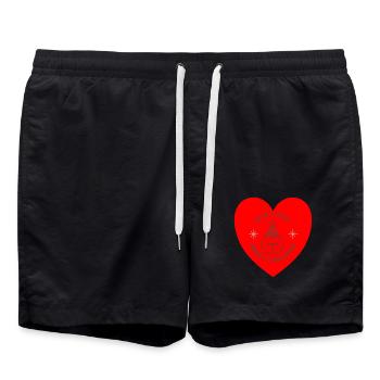 Meowy Christmas – Funny Cat Christmas Design - Swim Trunks - black - Front - AI Model Male 185 light (185cm)