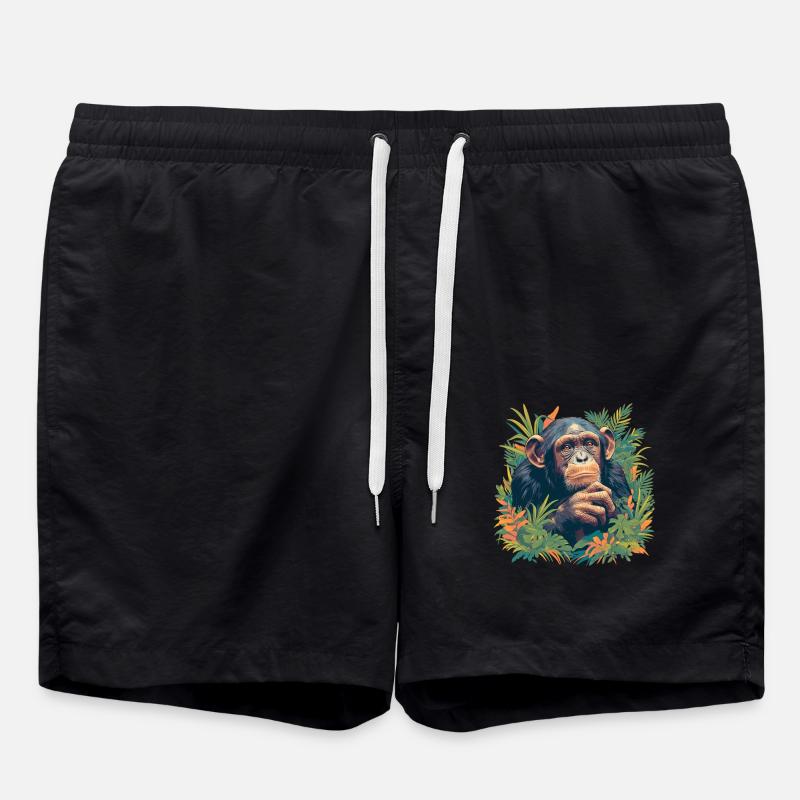Chimpanzee Schimpansen Schimpanse - Swim Trunks - black