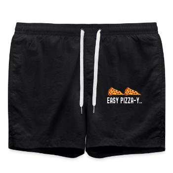 Pizzeria Easy Pizza-y Pizza mit Krustenteig - Badeshorts - Schwarz - Vorne - AI Model Male 185 light (185cm)
