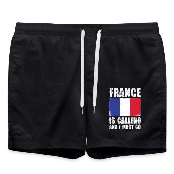 La France m’appelle et je dois y aller - Short de bain - noir - Devant - AI Model Male 185 light (185cm)