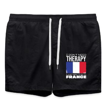 I don't need therapy, I have to go to France - Swim Trunks - black - Front - AI Model Male 185 light (185cm)