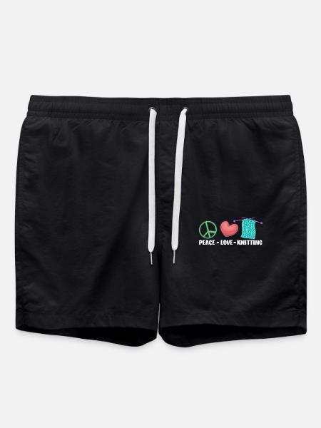 Peace Love Knitting Handmade - Swim Trunks - black