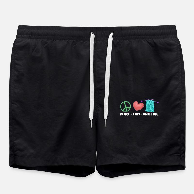 Peace Love Knitting Handmade - Swim Trunks - black