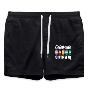 Le tricot : célébrer la diversité - Short de bain - noir - Devant - AI Model Male 185 light (185cm)