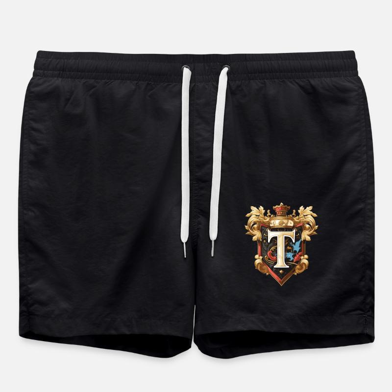 T Buchstabe Logo Krone - Badeshorts - Schwarz