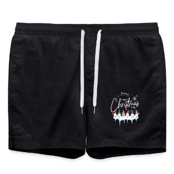 Noël merry christmas gnomes neiges - Short de bain - noir - Devant - AI Model Male 185 light (185cm)