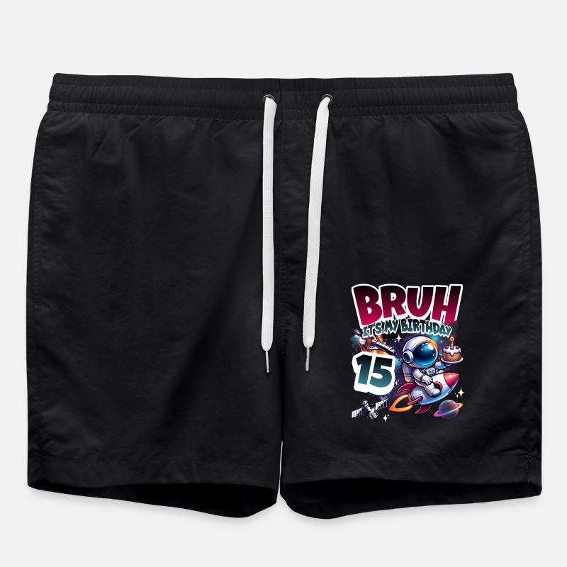 Astronaut 15th Birthday Space - Swim Trunks - black