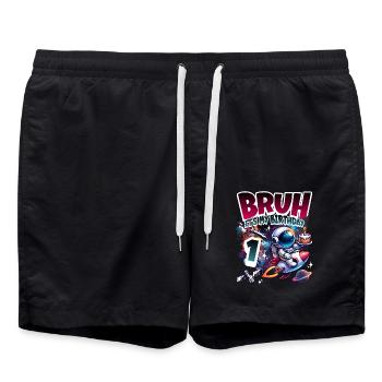 Astronaut 1st Birthday Space - Swim Trunks - black - Front - AI Model Male 185 light (185cm)