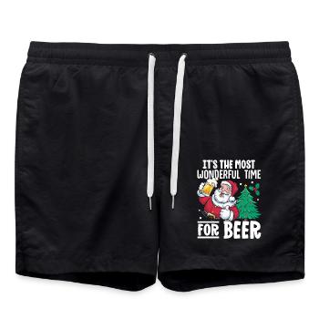 It's The Most Wonderful Time For Beer Santa Christ - Badeshorts - Schwarz - Vorne - AI Model Male 185 light (185cm)