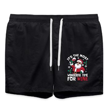 It's The Most Wonderful Time For Wine Santa Christ - Badeshorts - Schwarz - Vorne - AI Model Male 185 light (185cm)