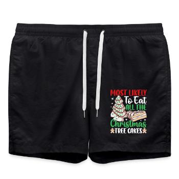 Most Likely To Eat All The Christmas Tree Cakes Co - Badeshorts - Schwarz - Vorne - AI Model Male 185 light (185cm)