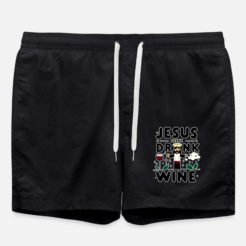 Jesus Drank Wine 7 - Badeshorts - Schwarz