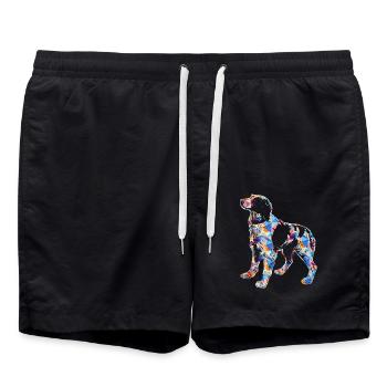 Brittany Spaniel Geometric - Swim Trunks - black - Front - AI Model Male 185 light (185cm)