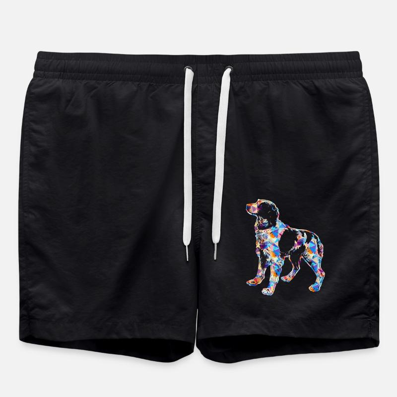 Brittany Spaniel Geometric - Swim Trunks - black