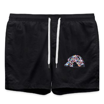 English Bulldog Geometric - Swim Trunks - black - Front - AI Model Male 185 light (185cm)